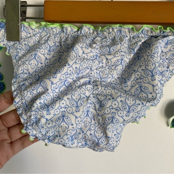 Victoria’s Secret Frilly Ruffles Side Ties Bikini Bottoms in Floral Blue • sz XS - Picture 4 of 7